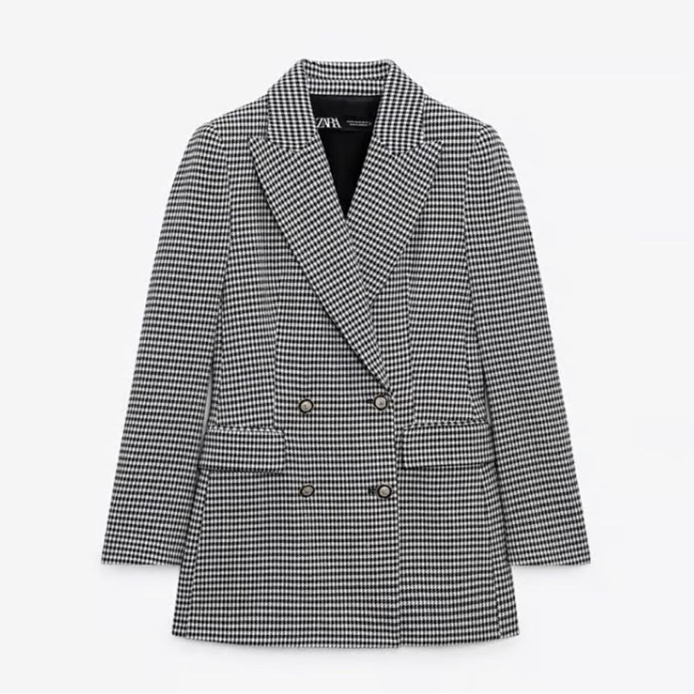 Zara double breasted blazer black and white Medium